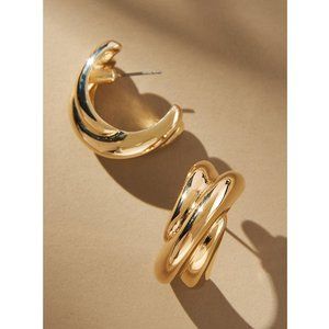 Anthropologie Twist Hoop Earrings - Gold